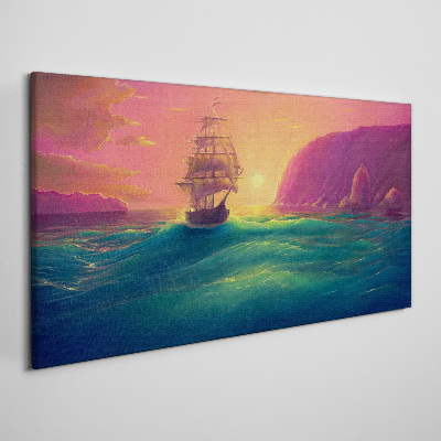 Tableau toile imprimée Coucher de soleil sur la mer