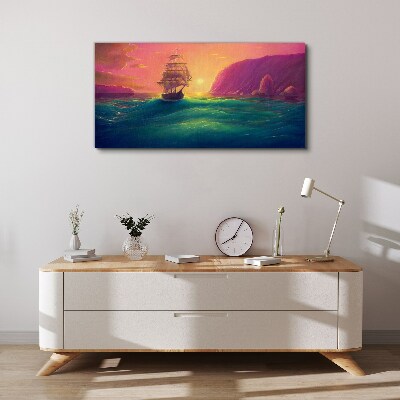 Tableau toile imprimée Coucher de soleil sur la mer