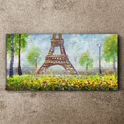 Tableau sur toile La Tour Eiffel dans un décor fleuri