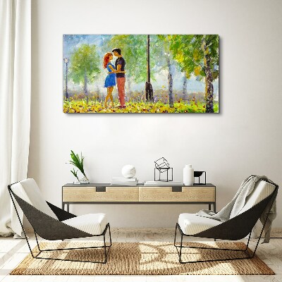 Tableau toile imprimée L'amour parmi la verdure