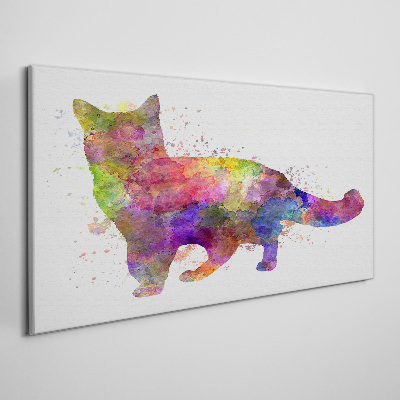 Tableau toile imprimée Chat coloré dans un style aquarelle