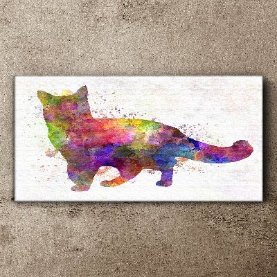 Tableau toile imprimée Chat coloré dans un style aquarelle