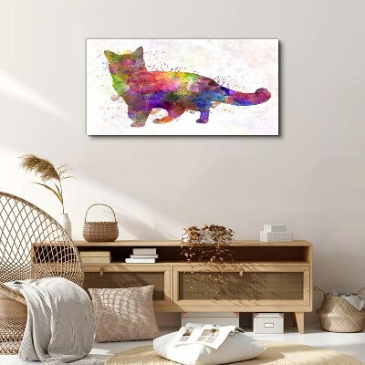 Tableau toile imprimée Chat coloré dans un style aquarelle
