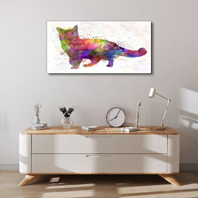 Tableau toile imprimée Chat coloré dans un style aquarelle