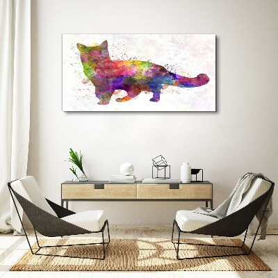 Tableau toile imprimée Chat coloré dans un style aquarelle