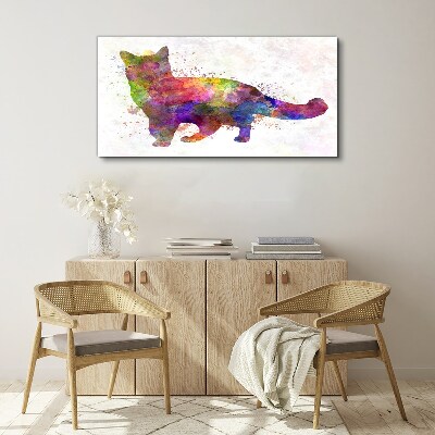 Tableau toile imprimée Chat coloré dans un style aquarelle