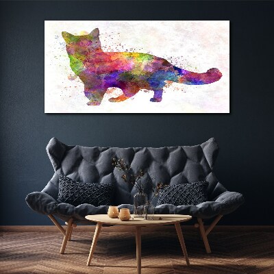 Tableau toile imprimée Chat coloré dans un style aquarelle