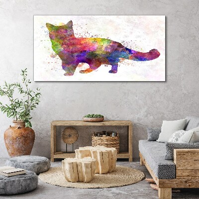Tableau toile imprimée Chat coloré dans un style aquarelle