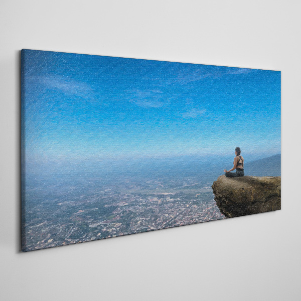 Tableau sur toile Méditation au sommet de la montagne