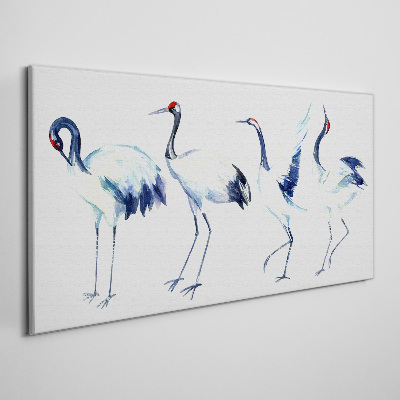 Tableau imprimé sur toile Grues dansantes à l'aquarelle
