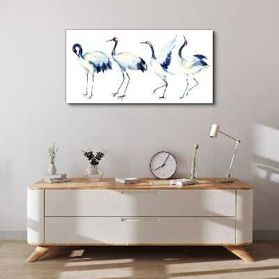 Tableau imprimé sur toile Grues dansantes à l'aquarelle