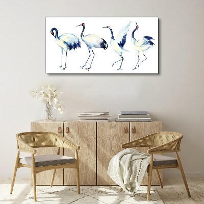 Tableau imprimé sur toile Grues dansantes à l'aquarelle