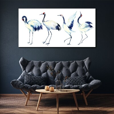 Tableau imprimé sur toile Grues dansantes à l'aquarelle