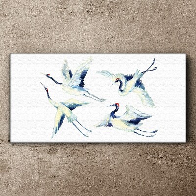 Tableau sur toile Grues dansantes dans le bleu