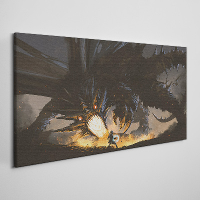 Tableau imprimé sur toile Dragon dans le feu de la bataille