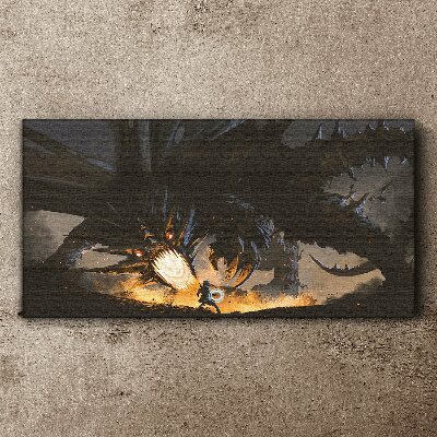 Tableau imprimé sur toile Dragon dans le feu de la bataille