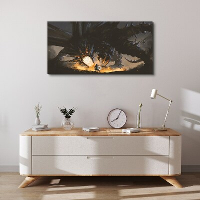 Tableau imprimé sur toile Dragon dans le feu de la bataille