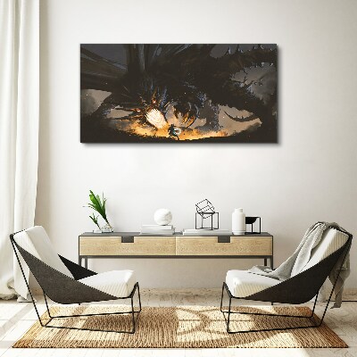 Tableau imprimé sur toile Dragon dans le feu de la bataille