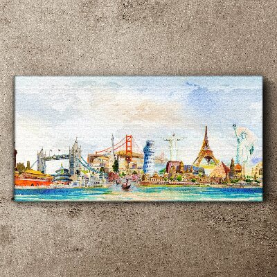 Tableau imprimé sur toile Icônes du monde en couleur