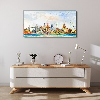 Tableau imprimé sur toile Icônes du monde en couleur