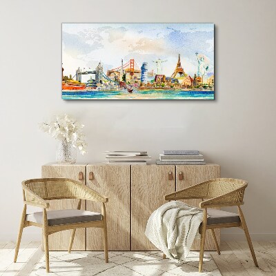 Tableau imprimé sur toile Icônes du monde en couleur