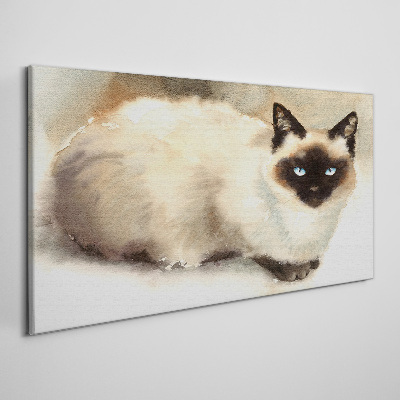 Tableau imprimé sur toile Chat siamois aux aquarelles douces