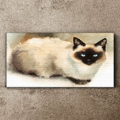 Tableau imprimé sur toile Chat siamois aux aquarelles douces