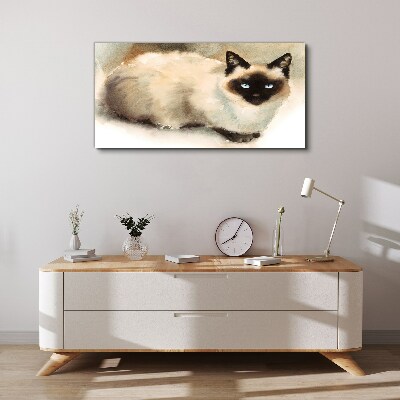 Tableau imprimé sur toile Chat siamois aux aquarelles douces