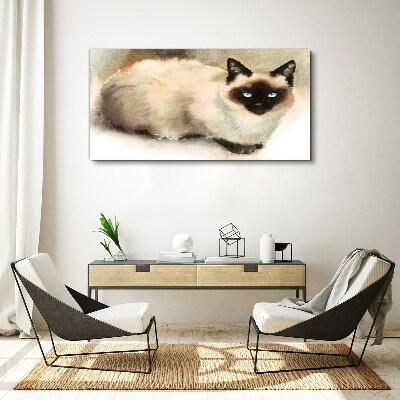 Tableau imprimé sur toile Chat siamois aux aquarelles douces