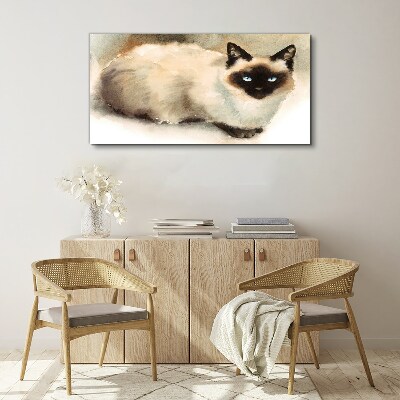 Tableau imprimé sur toile Chat siamois aux aquarelles douces