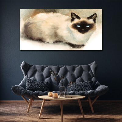 Tableau imprimé sur toile Chat siamois aux aquarelles douces