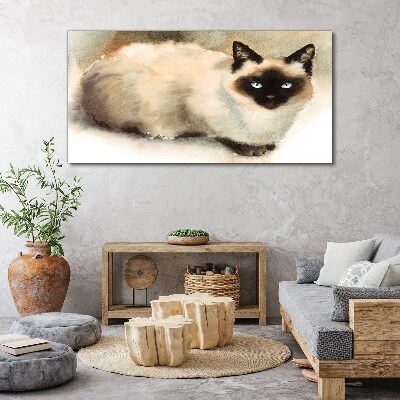 Tableau imprimé sur toile Chat siamois aux aquarelles douces