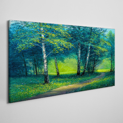 Tableau sur toile Forêt verte sous le soleil d'été