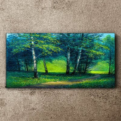 Tableau sur toile Forêt verte sous le soleil d'été
