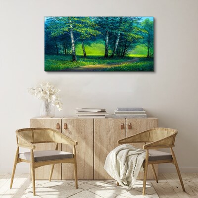 Tableau sur toile Forêt verte sous le soleil d'été