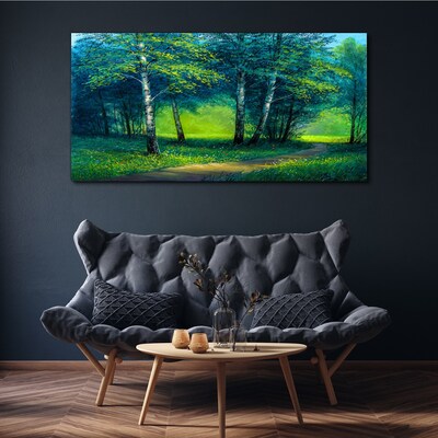 Tableau sur toile Forêt verte sous le soleil d'été