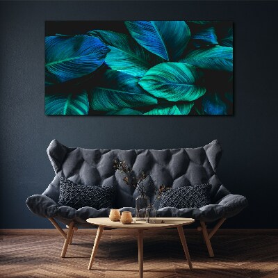 Tableau toile imprimée Feuilles vertes à l'ombre profonde