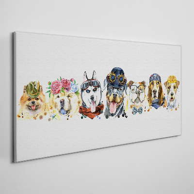 Tableau sur toile Chiens avec des accessoires à la mode