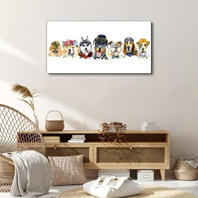 Tableau sur toile Chiens avec des accessoires à la mode