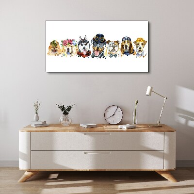 Tableau sur toile Chiens avec des accessoires à la mode