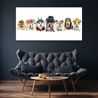 Tableau sur toile Chiens avec des accessoires à la mode