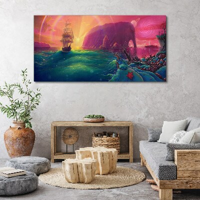 Tableau sur toile Un voyage magique à travers un océan coloré