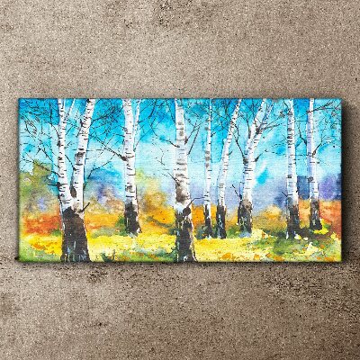 Tableau toile imprimée Bouleaux dans un paysage dynamique