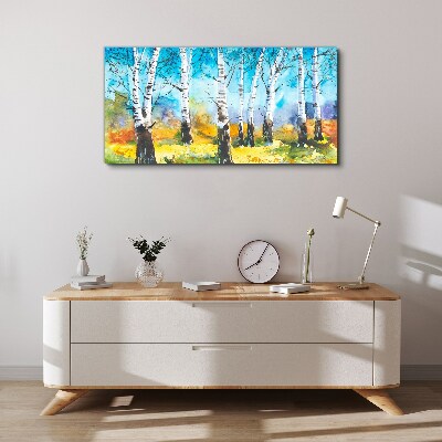 Tableau toile imprimée Bouleaux dans un paysage dynamique