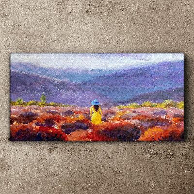 Tableau imprimé sur toile Femme dans un paysage violet