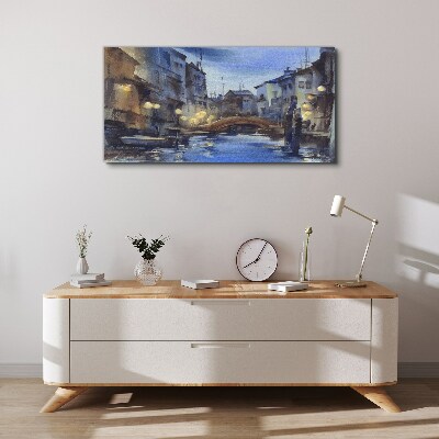 Tableau imprimé sur toile Paysage du soir au bord de l'eau