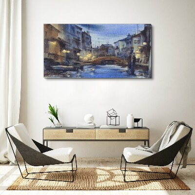 Tableau imprimé sur toile Paysage du soir au bord de l'eau