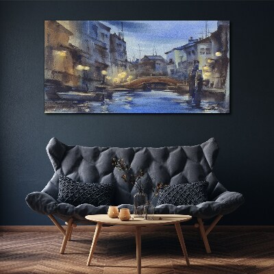 Tableau imprimé sur toile Paysage du soir au bord de l'eau