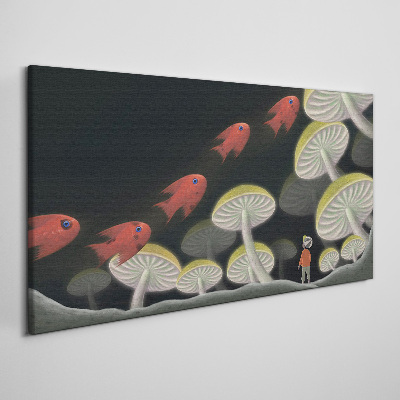Tableau imprimé sur toile Le monde fantastique des poissons et des champignons
