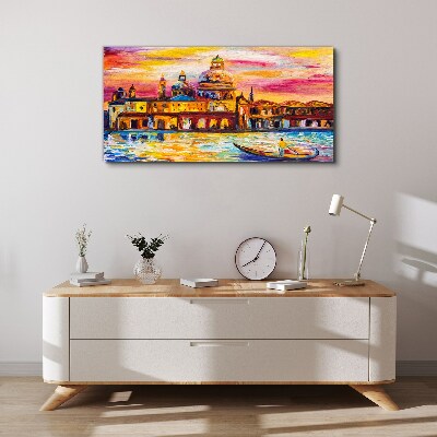 Tableau toile imprimée Venise aux couleurs du coucher de soleil